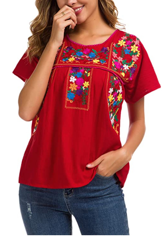 Women's Mexican Blouse in 16 Colors - Mexican Ancestry